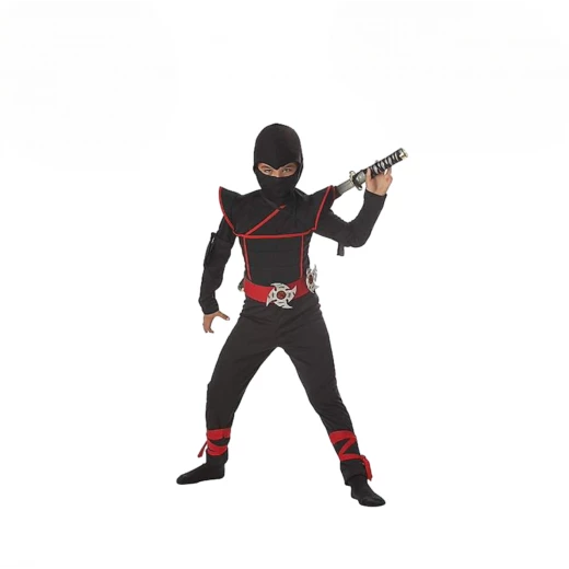 زي محارب النينجا للأطفال أطلق العنان للنينجا بداخلك! يشمل الزي والقناع والسيف اللعبة مثالي للأعمار من 5-7 سنوات، مقاس متوسط - منطقة مرح الأطفال - Image 2