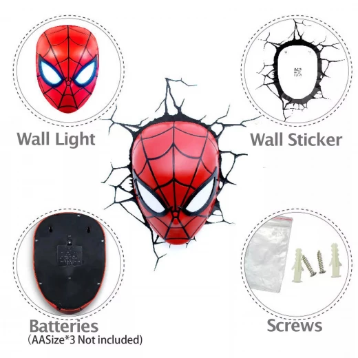 The Source Marvel SpiderMan Head Night Light 3D Wall Art for Kids Room - The Source - Image 6