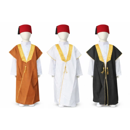 عباية أطفال ولادي بيضاء بزخرفة ذهبية مقاس 6 (106 سم) ثوب تقليدي عباية أطفال ولادي بيضاء بزخرفة ذهبية مقاس 6 (106 سم) ثوب تقليدي
