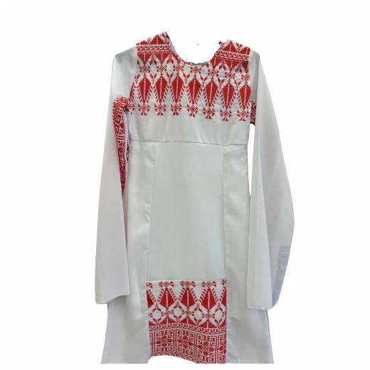 ثوب تقليدي للبنات بأكمام مفتوحة وحزام أبيض وأحمر مقاس 8 (124 سم) - Image 3