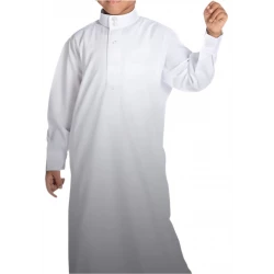 ثوب دشداشة أبيض كلاسيكي للأولاد بعمر 6 أشهر ثوب تقليدي أنيق ومريح مثالي للمناسبات الخاصة والارتداء اليومي نسيج متين