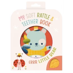 Grr! Bear Soft Rattle and Teether Baby Book, Sensory Development Toy