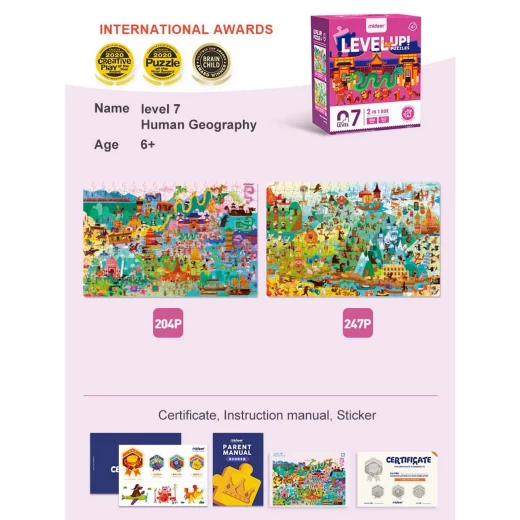 Mideer Level Up Puzzle 7 World Travel Age 6: A Challenging and Educational Jigsaw Puzzle Featuring Iconic Landmarks, Maps, and Diverse Cultures, Perfect for Children Aged 6+. - MIDEER - Image 4
