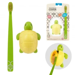 Flipper Fun Animal Turtle Toothbrush Cover Combo Pack for Kids: Includes 1 Toothbrush & Flip Cover, Promotes Healthy Oral Hygiene, Perfect for Travel or Home Use
