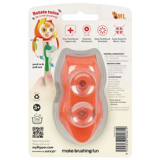 Flipper Owl Toothbrush Cover Self Opening and Closing for Kids, Hearty Design - Flipper - Image 3