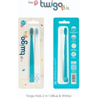 Flipper Twigo Kids Toothbrush Set, Soft Bristles, Blue and White, 2 Pack