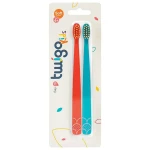 Flipper Twigo Kids Toothbrush Set, Extra Soft Bristles, Orange and Blue, 2 Pack - Flipper twigo