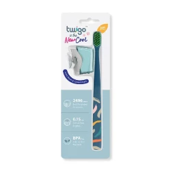 Flipper Twigo Adult Toothbrush Combo Pack Soft Bristles Ocean Blue and Protective Cover