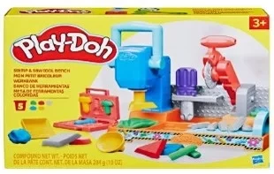 Peppa Pig Stamp 'n Saw Tool Bench Playset: Kids' Pretend Workshop Toy for Creative Role Play with 20+ Pieces, Includes Stamps, Tools, and Dough Accessories for 3+ Years - Peppa Pig - Image 2