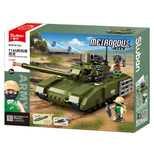 Sluban Army T14S Armata Tank Building Set: 319 Piece Military Model Kit with Realistic Design and Details for Ages 6+ Fun and Educational Play - Sluban - Image 2