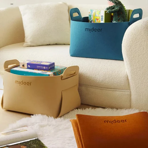 Mideer Toy Storage Bag Beige for Ages 3 and Up Large Capacity Durable Fabric Organizer for Toys and Games Easy to Carry and Store Perfect for Playroom or Bedroom 180 chars - MIDEER - Image 3