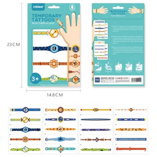 Mideer Temporary Tattoos for Kids Watches and Bracelets Themed Pack Includes 20 Fun Tattoos for Children Ages 3 and Up Party Favors and Creative Play Activities - MIDEER - Image 2