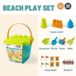 Mideer Versatile Beach Play Set: Soldier Castle for Kids Age 3+ Includes Buckets, Shovels, and Molds for Sand and Water Fun, Perfect for Outdoor Play