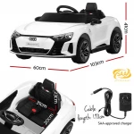 سيارة أودي RS e-tron GT كهربائية للركوب للأطفال، لون أبيض، جهاز تحكم عن بعد 12 فولت، 2.4 جيجاهرتز - أودي