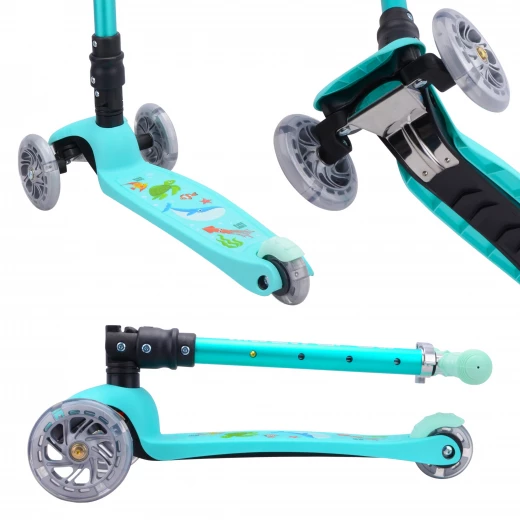 Bold Cube Teeny Three Wheel Scooter Ocean Aqua for Kids 3-8 Years Old - Bold cube - Image 2