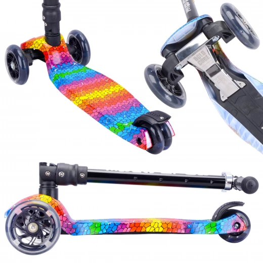 Boldcube Big 3 Wheel Scooter Crystal Rubix for Kids 5-10 Years Old, LED Wheels