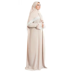 Urban Rugs Jordan Ivory Lace Islamic Prayer Wear One Piece Modest Crepe Fabric
