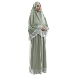Urban Rugs Islamic Prayer Dress for Women Elegant Green Two Piece Set Soft Microfiber Fabric