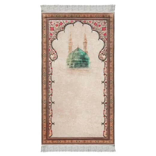 Urban Rugs The Green Dome Premium Prayer Mat – White