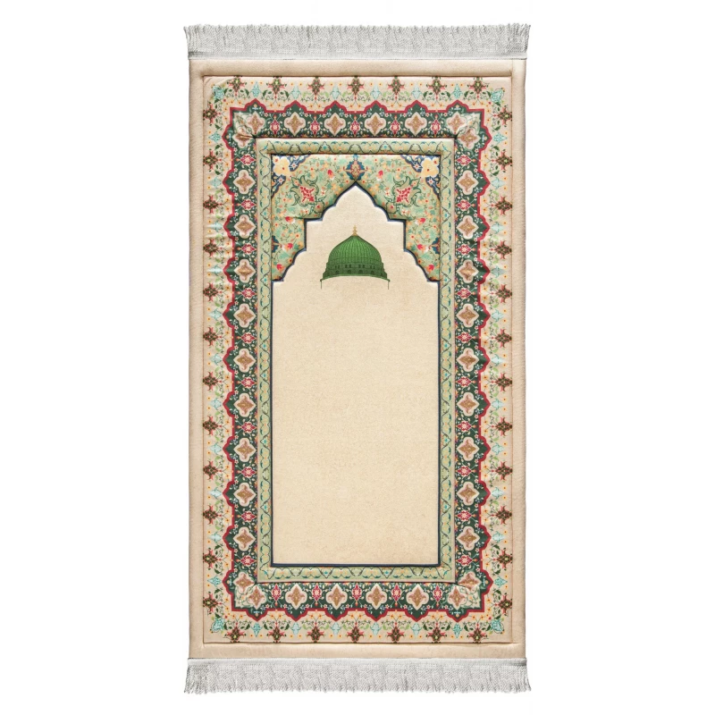 سجاد صلاة فاخر مسجد النبوي من أوربان رغز الأردن بنسيج مخملي ناعم بأبعاد 120x64 سم - اربن رجز