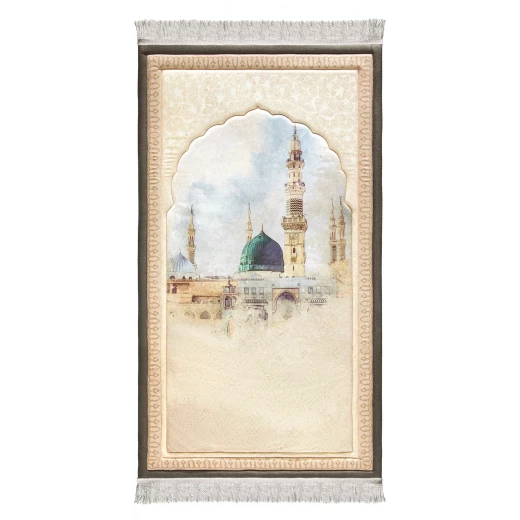 سجاد صلاة المدينة الفاخر المبطن من أوربان ريجز الأردن، قماش مخملي ناعم، مقاس 120x64 سم سجاد صلاة المدينة الفاخر المبطن من أوربان ريجز الأردن، قماش مخملي ناعم، مقاس 120x64 سم
