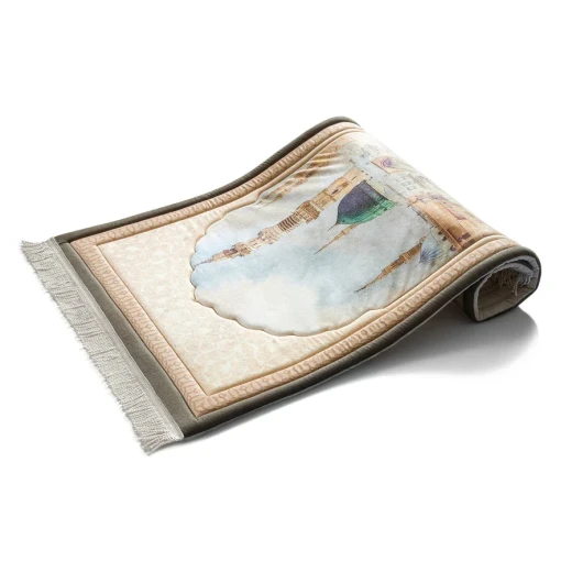 Urban Rugs Al-Madinah Premium Prayer Mat – White - Urban Rugs - Image 3
