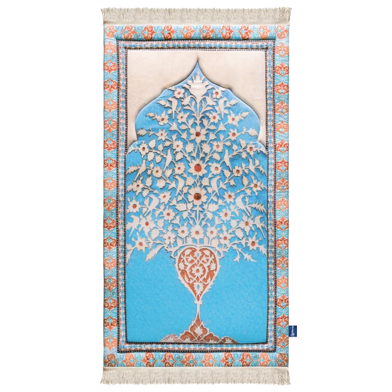 سجادة صلاة فاخرة بتصميم باقة ورد من أوربان رغز مبطنة بمقاس 120x64 سم بنسيج مخملي ناعم - اربن رجز