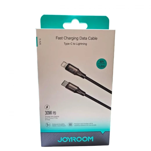 كيبل شحن سريع JOYROOM S A25 من لايتنينج إلى USB C بطول 1.2 متر 30 واط أسود - جوي روم - Image 6