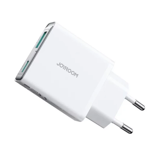شاحن جداري جوي روم JR-TCF14 فائق النحافة 20 واط بمنفذي USB-A و USB-C أبيض - جوي روم - Image 4