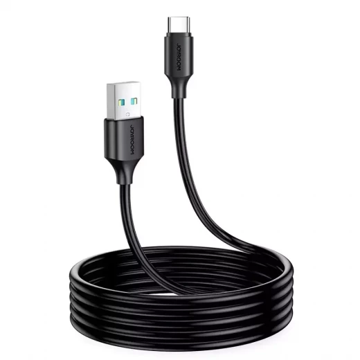 كيبل شحن USB من جوي روم، نوع C، 3 أمبير، 2 متر، أسود، شحن سريع، نقل بيانات