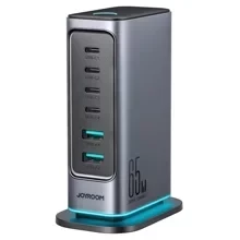 شاحن سطح مكتب جوي روم TCM02 65 واط بـ 6 منافذ USB محطة شحن سريعة GaN قابس الاتحاد الأوروبي