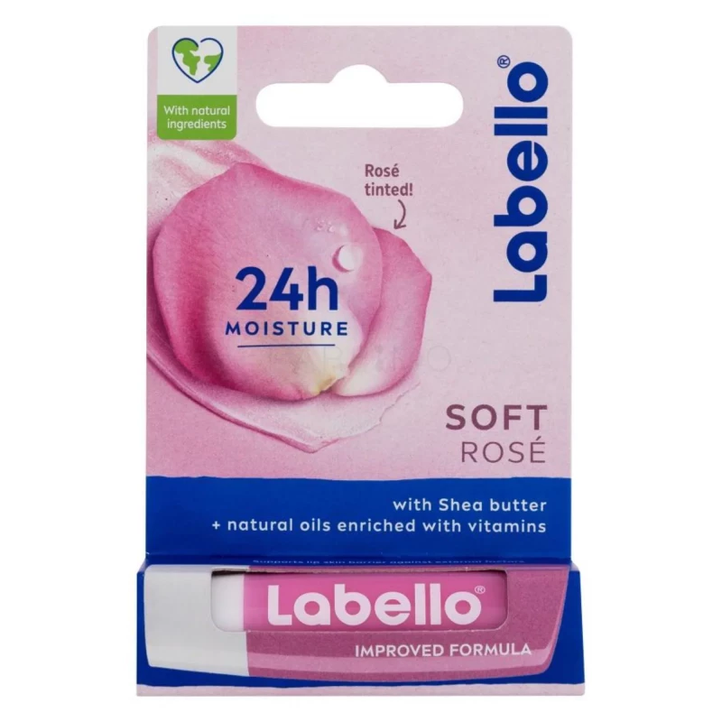 Labello Soft Rose Lip Balm 24 Pack, 4.8g Each, Moisturizing Lip Care - Labello
