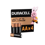 Duracell AA Alkaline Batteries 4 Pack Long Lasting Power for Everyday Devices like Remotes, Flashlights, and Toys Reliable Battery Performance - Duracell