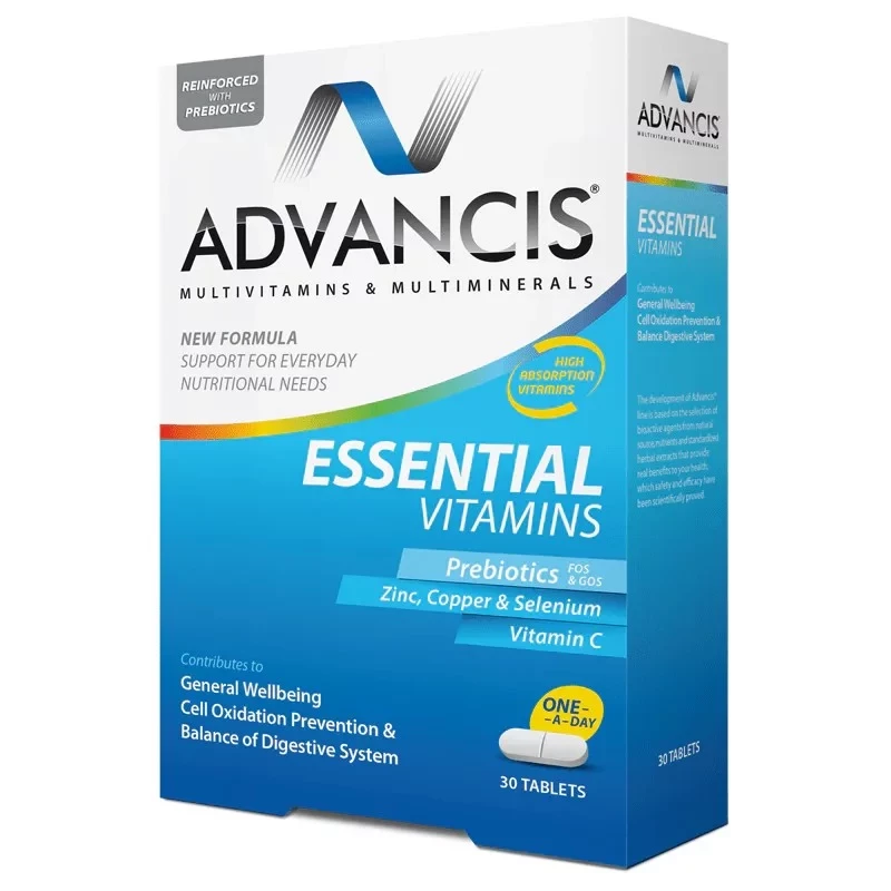 Advancis Essential Vitamins 30 Tablets Daily Multivitamin and Mineral Supplement for Overall Wellbeing - Advancis