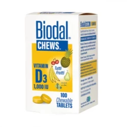 Biodal Vitamin D3 1000 IU Chewable Tablets 60 Count, Supports Bone Health and Immune System Function, Delicious Orange Flavor for Adults and Children, Easy to Swallow, Non GMO
