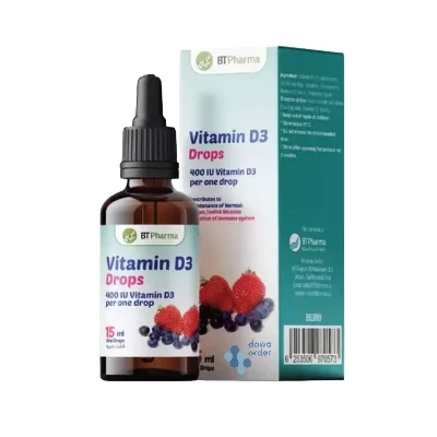 BT Pharma Vitamin D3 400iu Drops 15ml for Bone Health and Immune Support - BT PHARMA