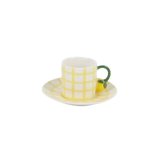 Fruit Design Coffee Cups & Saucers | SOLECASA | Lemon and Yalow| 6 mug Fruit Design Coffee Cups & Saucers | SOLECASA | Lemon and Yalow| 6 mug