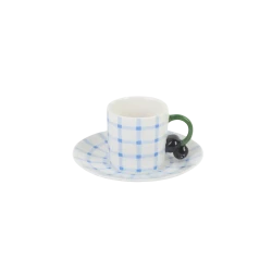 Fruit Design Coffee Cups & Saucers | SOLECASA | Berries and blue | 6 mug