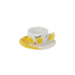 Fruit Design Coffee Cups & Saucers | SOLECASA | Lemon | 6 mug