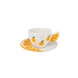 Fruit Design Coffee Cups & Saucers | SOLECASA | Orange | 6 mug