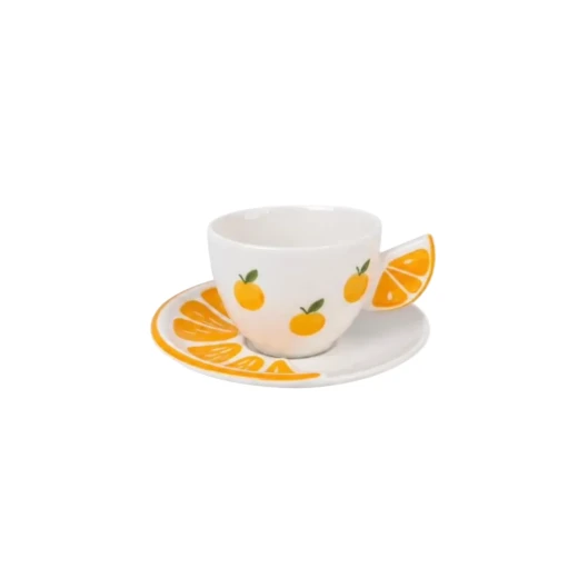 Fruit Design Coffee Cups & Saucers | SOLECASA | Orange | 6 mug Fruit Design Coffee Cups & Saucers | SOLECASA | Orange | 6 mug