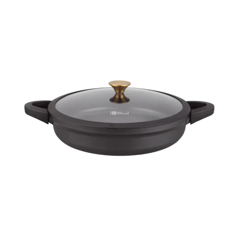 Cast Aluminum Royal Low Casserole Pot | Golden Knob - 32cm - Cast Aluminum