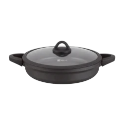 Cast Aluminum Royal Low Casserole Pot | Black Knob - 36cm
