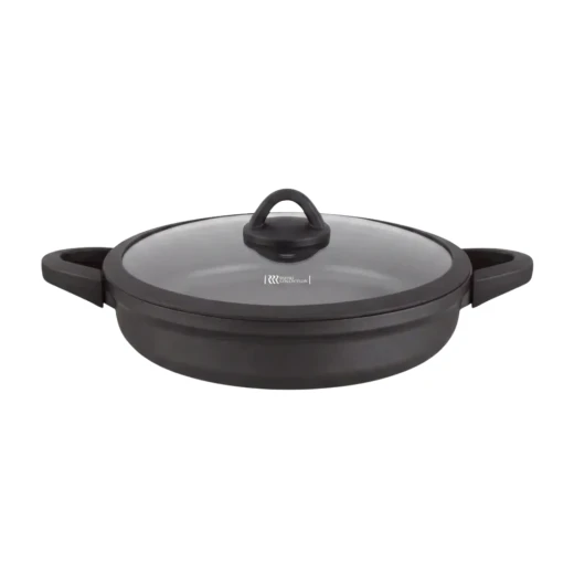 Cast Aluminum Royal Low Casserole Pot | Black Knob - 36cm Cast Aluminum Royal Low Casserole Pot | Black Knob - 36cm