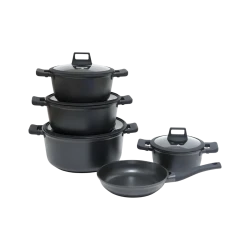 Granite Cookware Set | Layla Model | 9 Pieces | Black - Black