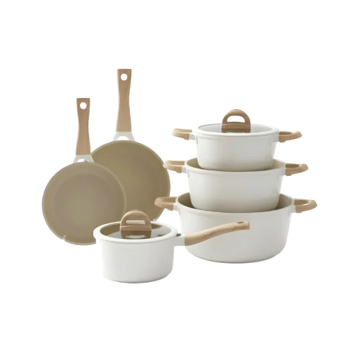 Granite Cookware Set | Layla Model | 10 Pieces | Beige - Beige Granite Cookware Set | Layla Model | 10 Pieces | Beige - Beige