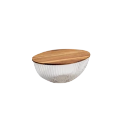 Round Serving Bowl with Wooden Lid| small