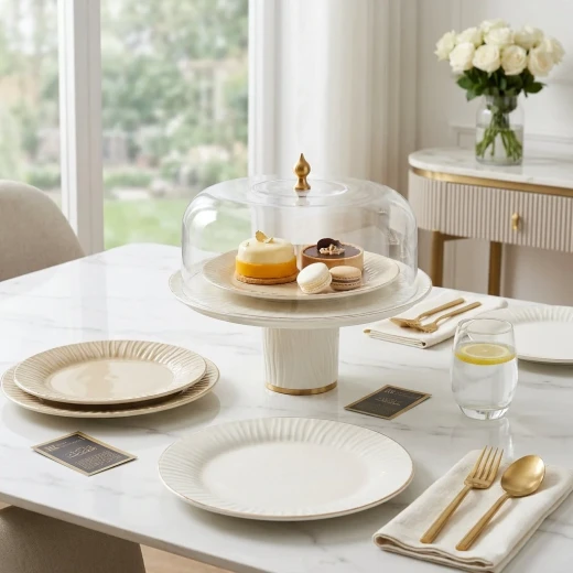 Jalasat Cake Serving Dish with Lid (White) - Jalasat - Image 2