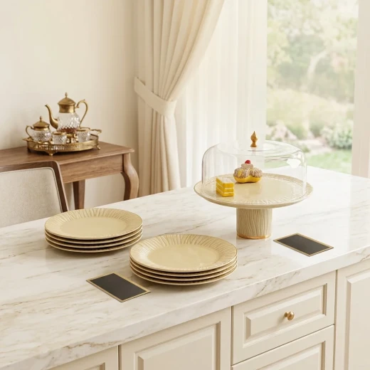 Jalasat Cake Serving Dish with Lid (Cream) - Jalasat - Image 2