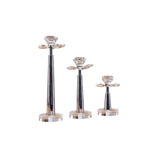 Home Decor Gold-Plated Crystal Candle Holder Set – 3 Pieces Home Decor Gold-Plated Crystal Candle Holder Set – 3 Pieces